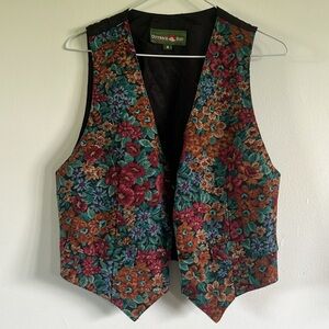 Vintage Outback Red Floral Vest
